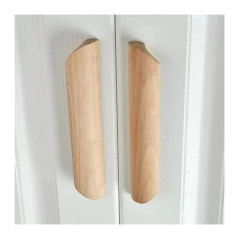 Wooden Cabinet Drawer Pull Handles For Wardrobes And Furniture Knobs With Natural Wood Grain Finish Easy Install Screws Included Built To Last