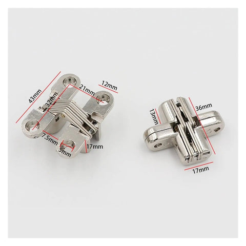 Slick Concealed Cabinet Hinges 12X43MM Silent Close Hidden Door Hardware For Seamless Furniture Fixes showing detailed measurements.