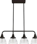 Four Light Onyx Bengal Large Dimmable Chandelier With Linear Transitional Design, premium glass shading, steel frame
