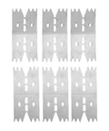 Top Notch Stainless Steel Fastening Plate Clamp Set For Woodworking Pros Ensuring Rock Solid Hold On Boards During Carving CNC Projects And Heavy Duty Carpentry With Razor Sharp Teeth For Maximum Grip And Reliability, showing six stainless steel clamps.
