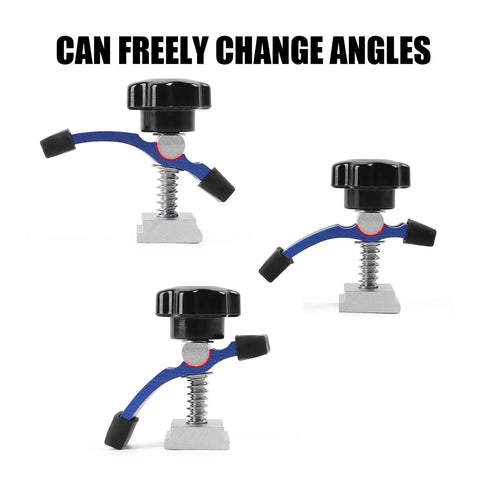 Half Pack Multi Purpose Workpiece Fastening Jig With Rotatable Double Groove Aluminum T Track Hold Down Clamps, 3 angles shown