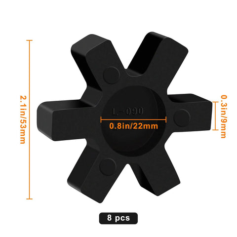 8-piece black rubber spider center inserts for L-jaw coupling set