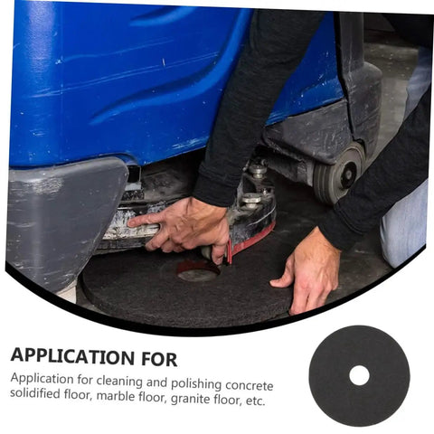 Installing Five Pack 17 Inch Black Microfiber Floor Cleaning Pads For Polishing Scrubbing And Wax Removal Pro Grade Replacement Pads