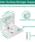 16 Pack Stainless Steel Corner Braces 1.5 By 1.2 By 1.2 Heavy Duty L Brackets, showing dimensions and details for DIY projects.