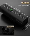 400 Lumen Rechargeable Bike Headlight For Night Riding, shown with dimensions and USB-C port