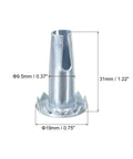 Eight Metal Caster Sockets For 3/8 X 1-1/4 Inch Stems, 9.5 X 31 Mm, Sleeve Style Wheel Socket with galvanized finish