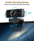 Smooth As Butter 60Fps 1080P HD Webcam With Dual Noise Reducing Mics mounted on a monitor, showcasing flexible angles.
