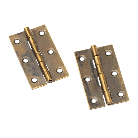 Bronze 2 Pack Furniture Cabinet Drawer Door Butt Hinges, Antique Decorative Hinges 50x28mm, shown front view on white background