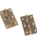 2 Pack Antique Bronze Butt Hinges Straight Up Premium Vintage Decorative Hardware for cabinet use, showing sturdy design and smooth opening.