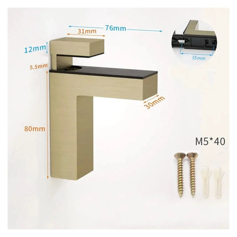 Cabinet Shelf Clips 2 Pc Set For Wall Mount Frameless Brackets And Glass Door Clamp Holder Clip Premium Durable Hardware Accessory