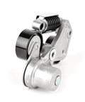Drive Belt Tensioner Assembly Kit With Pulley And Serpentine Belt For GM 2.4L L4 Cars, metallic tensioner and pulley close-up