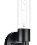 Black Wall Sconce With LED Bulb, Modern Industrial Vanity Light Fixture For Bathroom, Hallway, Bedroom, Clear Glass Shade