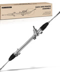 Front view of Electronic Power Steering Rack And Pinion Compatible With Toyota Corolla 2009 2013 Matrix 2009 2014 And Pontiac Vibe 2009 2010 1.8L 2.4L FWD Direct Fit For Easy Install And Smooth Steering Durable Replacement Part For Longevity.