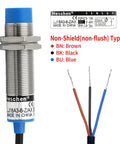 Inductive Proximity Sensor Switch M18 Non Shield Type With 8mm Sensing Range, 10 To 30V DC, 200mA, NPN Normally Closed Three Wire, Blue Housing, 18mm Mounting Hole, LJ18A3 8 Z AX Compatible Workhorse For Industrial Automation, blue cable wires