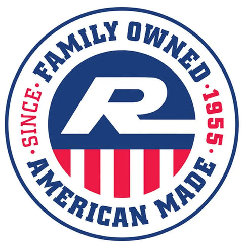 Family owned American made seal with bold letters and stripes, highlighting since 1955.