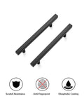 40 Pack Matte Black Square Cabinet Pulls, 7-3/8 Inch Stainless Steel Kitchen Drawer Handles with features icons