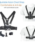 No Fuss All In One Mount Bundle with chest strap harness for Insta360 X5 X4 X3 Ace Pro Go3S GoPro Hero cameras, black nylon with buckle
