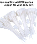 Slick Self Locking Nylon Cable Marker Ties Featuring A Bulk Pack Of 200 White Write On Wire Labels For Ethernet Cords And Power Lines That Stay Tight And Keep Your Rig Looking Sharp No Sweat Today; 200 white nylon cable ties with label tabs.