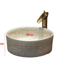Retro Ceramic Vessel Sink Countertop Basin for Bathroom, Round Art Wash Basin with Drain and Faucet, Easy Clean Glaze Finish for Home Hotel Patio Decor 40cm, showing dimensions and elegant design.