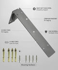 Heavy Duty Steel Shelf Bracket For Floating Shelves And Wall Mounted Desks, with mounting hardware, 0.9 inch thick steel.