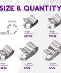 50Pcs 304 Stainless Steel Cable Clamps Assortment Kit Without Rubber Cushioned Clamps Includes 6mm 8mm 9mm 13mm And 16mm Sizes