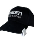 Hat Shaper Brim Bender Set for Perfect Curve on Fitted Hats tool clipped to black cap for shaping, two size adjustable tool.