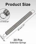 20 Pack Stainless Steel Extension Springs That Hold Tight Like Gnarly Grip, 45mm length, 0.4mm wire for reliable tension.