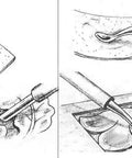 Illustration of tool usage from 20 Piece Leather Carving And Stamping Tools Set For DIY Saddle Making With Swivel Hammer And Dual Tipped Pens