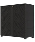Outdoor Storage Cabinet With Doors Weather Resistant HDPE Plastic 34 Inches By 15 Inches By 34 Inches All Weather