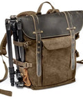 Go To DSLR Backpack With Lenses And Laptop Sleeve Built For Outdoor Photography Top Access For Quick Camera Changes Front Compartment For Setup Kits Fits Full Frame Or Mirrorless Gear, with tripod attached