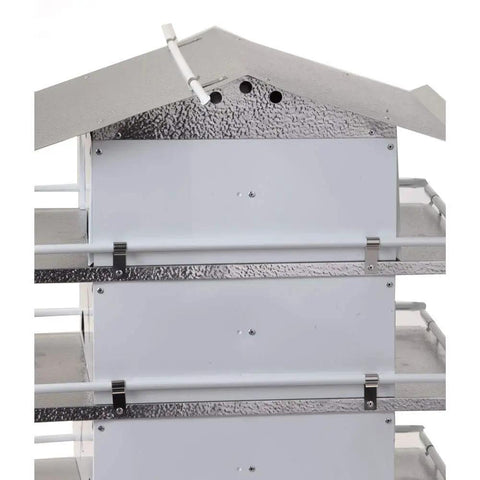 Close-up of Purple Martin Bird House With Coates Original Design, Three Floors And Twelve Rooms, Medium Size in White and Grey
