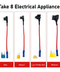 Pro Grade 8 Pack Car Fuse Taps Add A Circuit Dual Slot Adapter Kit fits Mini, Micro2, Low Profile Mini, and Medium fuses.