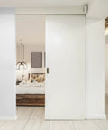 Installed Sliding Pocket Door Hardware Track Kit With 5.73 Ft Heavy Duty Commercial Grade Track Set for 24 to 36 Inch Wide Single Doors