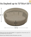 Heavy Duty 600D Outdoor Daybed Cover 75 Inch Diameter Round Waterproof Sofa Cover With Air Vent UV Resistant Camel Color Built Tough For All Weather Patio Protection