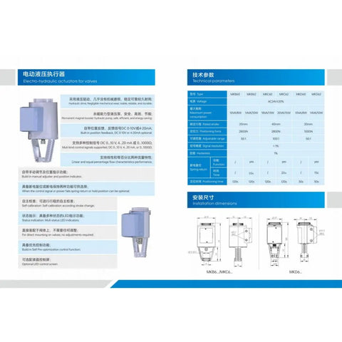 Electronic Hydraulic Valve Actuator With Built In Manual Adjuster And Led Position Gauge For Siemens Hkb60 Mkb60 installation dimensions and technical parameters chart.