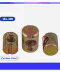 Cross Dowel Barrel Nuts Slotted Carbon Steel Furniture Hardware Pack Of 10 M6x11-15 M8x15 For Bed Frames And Chairs