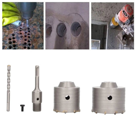 Heavy Duty Semme 5 Pcs Concrete Hole Saw Set With Yg8 Alloy Drill Bits For Masonry Stones Bricks Wall Cutting Featuring Laser Welded Carbide Tips And Super Durable Power That Keeps It Real Smooth Any Job. 65mm and 80mm hole saws with SDS shank for masonry drilling