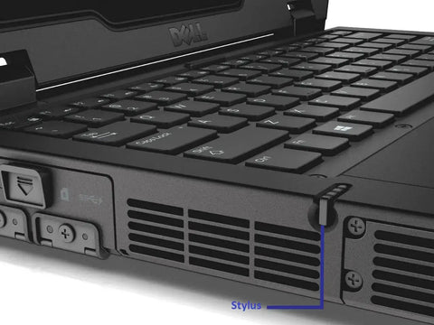 Heavy Duty 2 In 1 Rugged Laptop With Full Hd Touchscreen Intel Core I5 Processor 8 Gb Ram 512 Gb Ssd Drive Wireless Ready Certified Renewed showing stylus holder and keyboard detail.