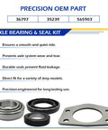 Beefed-Up Axle Bearing And Seal Kit With Drum Brake Setup For Jeep Wagoneer Wrangler CJ TJ XJ J10 Dana 44 Rear 1997-2006 Replacement OEM 36797 565903 35239, showing bearings and seals