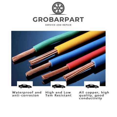 Close-up of copper core automotive wires with colored insulation, focusing on waterproof and anti-corrosion features and conductivity.