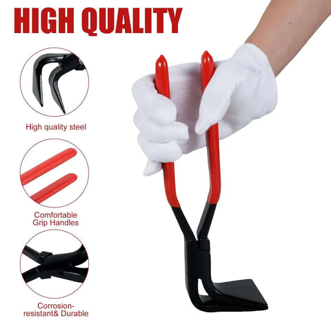 Premium Steel Hand Seamer Set For Sheet Metal Bending And Flattening With Anti Slip Handle in use, showing red-grip handles