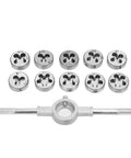Horett Screw Thread Tap Die Set Hand Tool Kit With CNC Machined 60 Hrc Bearing Steel Fine Taper For Precise Manual Threading And Heavy Duty Repair Jobs That Really Pop Off. tap die set, M6-M12, steel, with holder