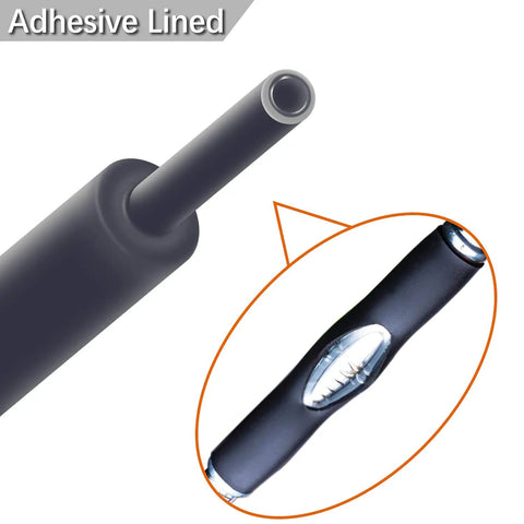 Close-up of Marine Grade Heat Shrink Tubing Kit With Adhesive Lined Waterproof 280 Piece Assortment showing adhesive interior