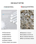 Comparison of new nylon material versus recycled material for Heavy Duty 7.5 Inch Zip Ties With Mounting Screw Holes, UV Resistant Nylon 66.