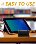 No Sweat Under Desk Laptop Bracket With Adjustable Angle Holder For Keyboard And Router Storage Black Plastic Build on desk.