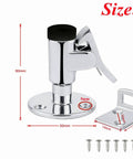 Marine Grade Stainless Steel 316 Boat Door Stopper With Rubber Tip Bumper And Spring Loaded Latch Door Holder For Yachts RVs Motorhomes Campers Marine Hardware Set With Fastener, showing dimensions and included screws