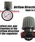 Qolekog 1/4" NPT air pressure regulator for air compressor; metal regulator with dial gauge (front view)