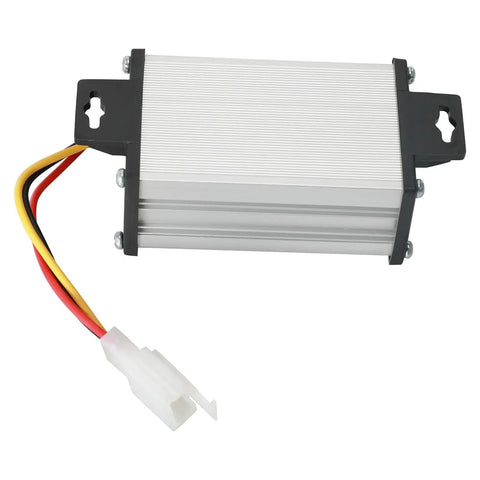 Straight Fire Heavy Duty DC To DC Voltage Converter 36V 48V 60V 72V To 12V 10A Step Down Regulator in aluminum with wires.