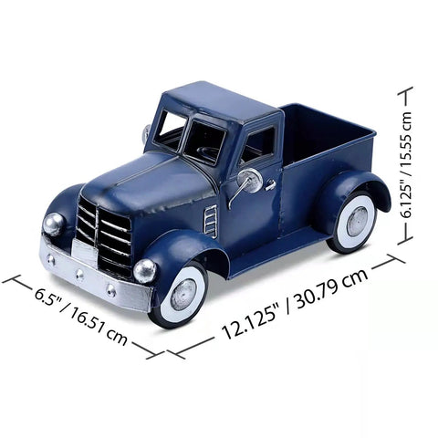 Farmhouse Blue Truck Tabletop Decor For Indoor And Outdoor Use Vintage Car Truck Decorations For Shelves And Desk Storage
