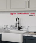 Matte Black Kitchen Faucet With Pull Down Sprayer Single Handle High Arc Three Function Waterway in farmhouse kitchen